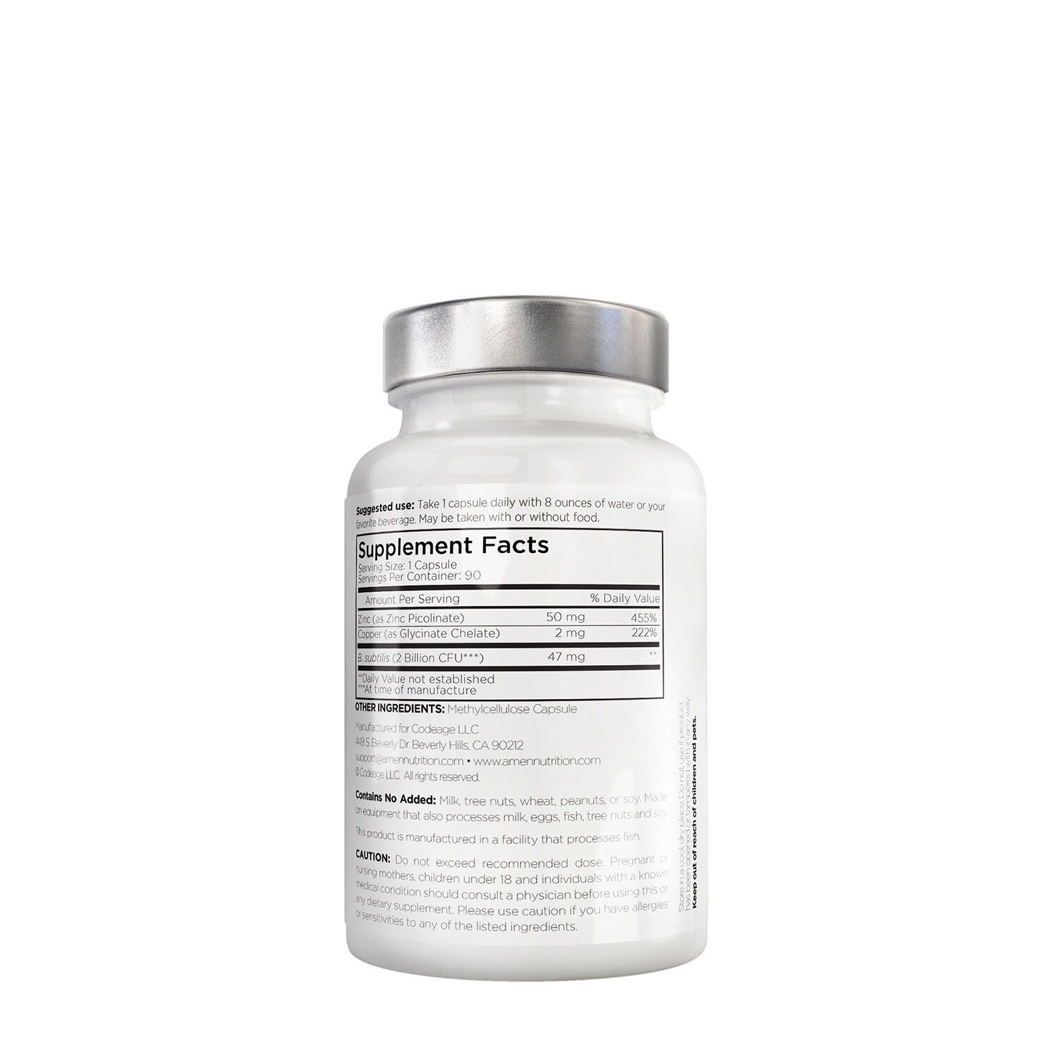 Amen Zinc/Copper + Probiotics 2 Billion CFUs - 90 Capsules (90 Servings)